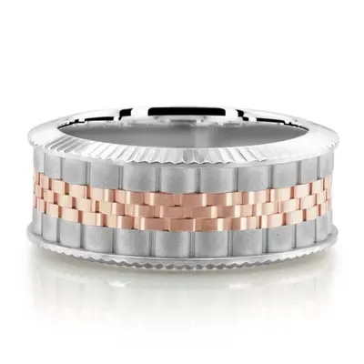 New Age Rolex Inspired Two Tone Wedding Band - view 1 of 2