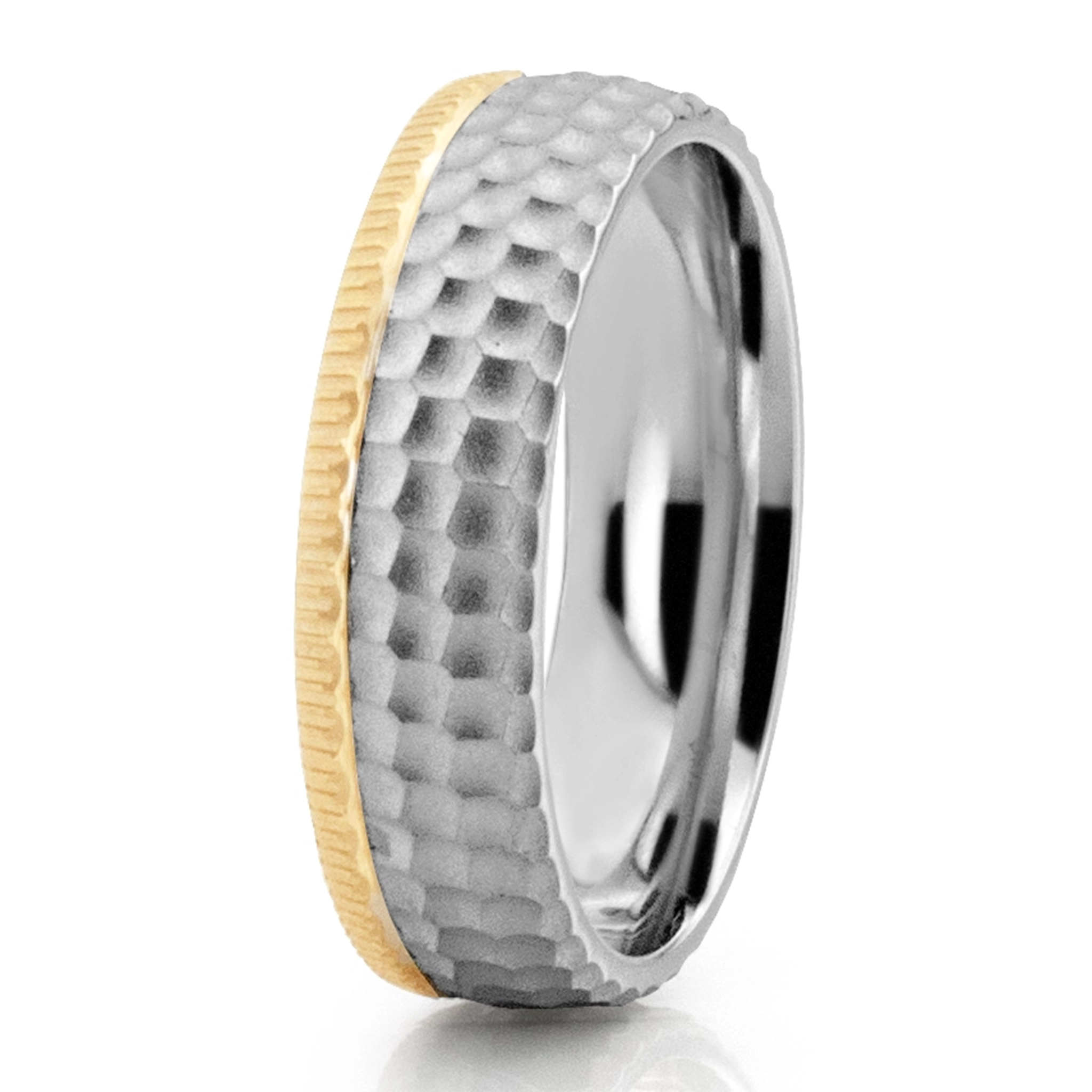 Two-Tone Honeycomb Wedding Band - main view