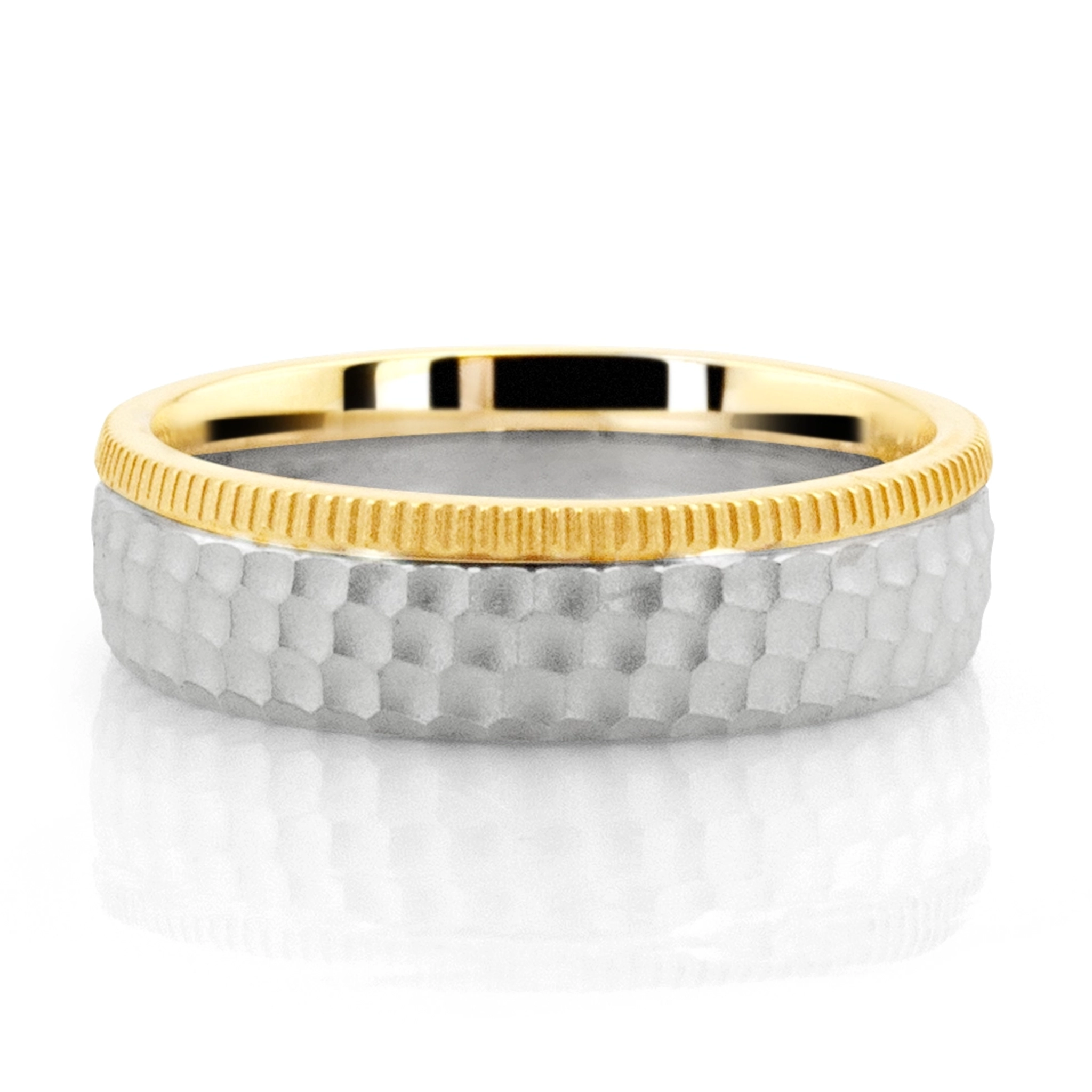 Two-Tone Honeycomb Wedding Band - view 2