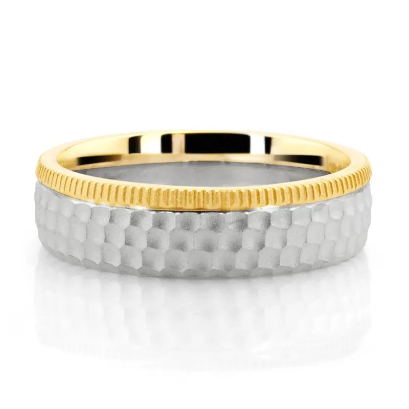 14K same as picture gold 6mm. same as picture Two-Tone Honeycomb Wedding Band - alternate view 2