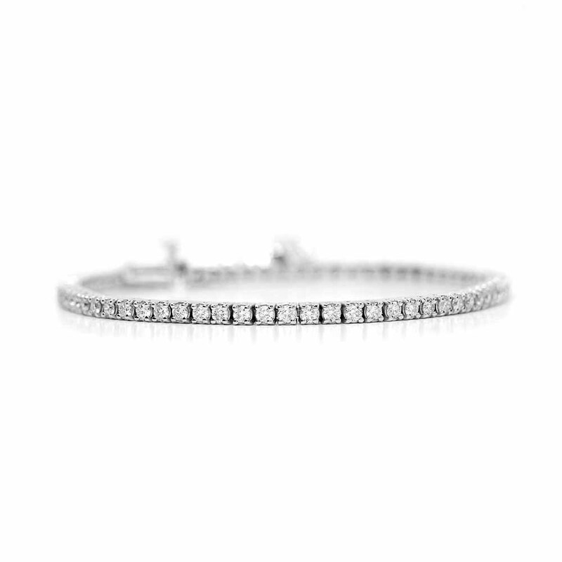 14K white gold Prong Set Round Diamond Tennis Bracelet 2 ct.tw - alternate view 2