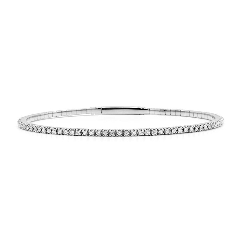 14K white gold Full Flex Bangle Diamond Tennis Bracelet 3/4 ct.tw - main view