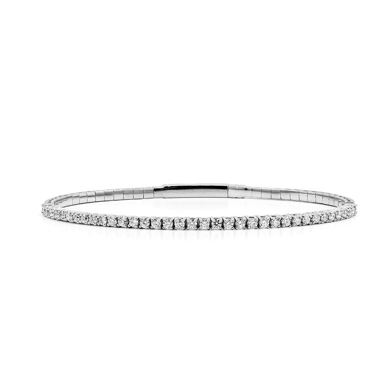 14K white gold Half Bangle Diamond Tennis Bracelet 7/8 ct.tw - alternate view 2