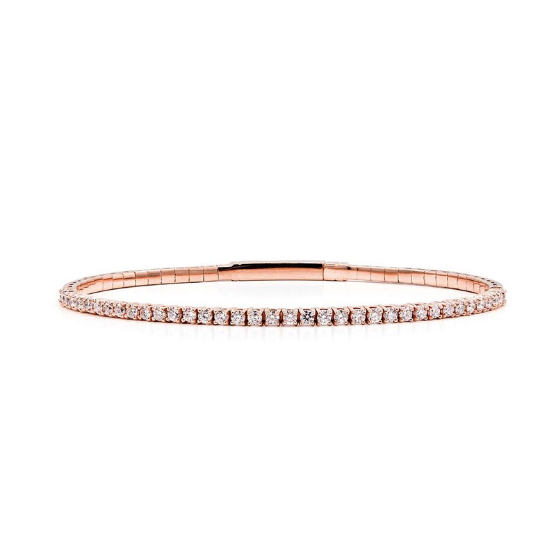 14K white gold Half Bangle Diamond Tennis Bracelet 7/8 ct.tw - alternate view 3