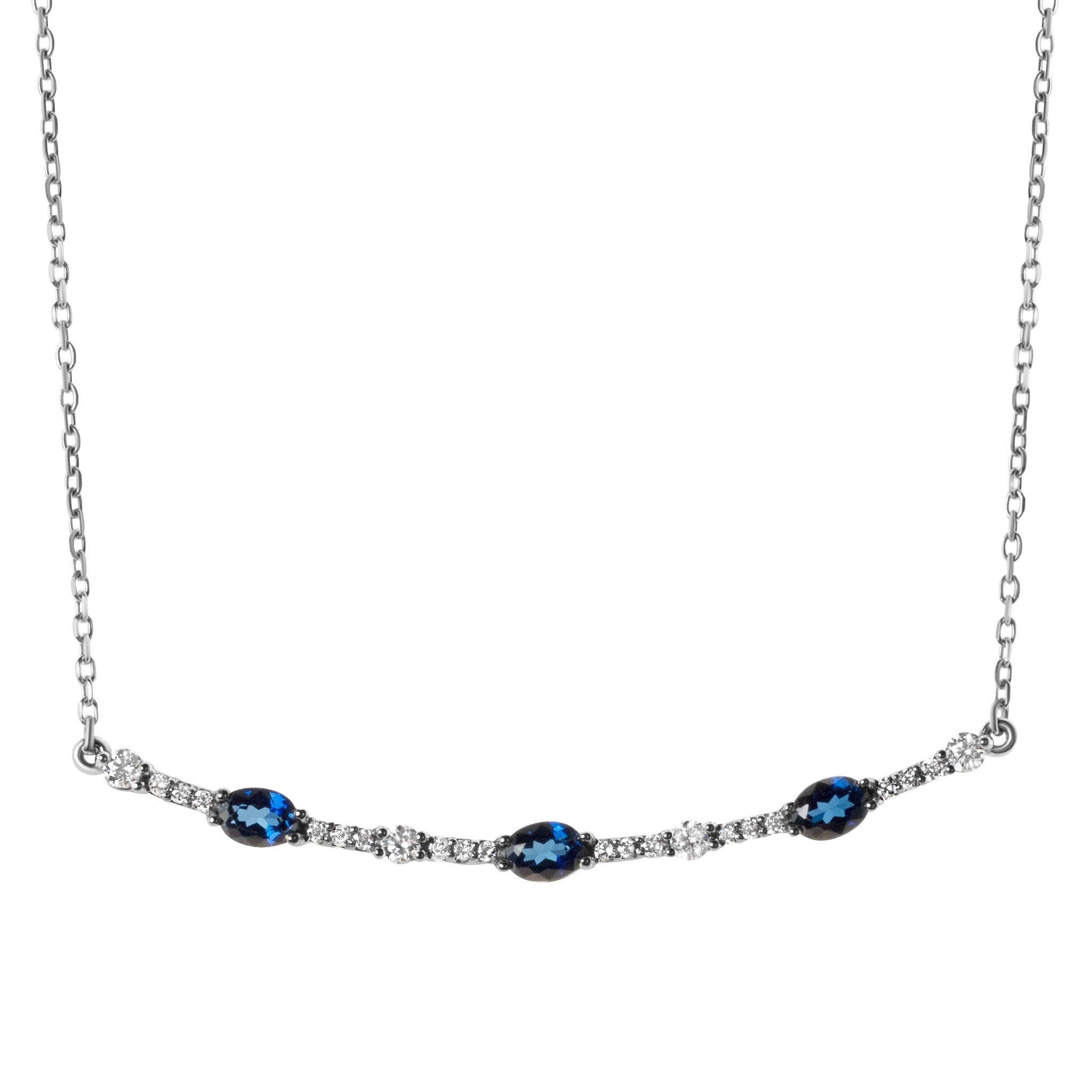 Oval Sapphire and Round Diamond Bar Necklace 1/5 ct.tw - view 1