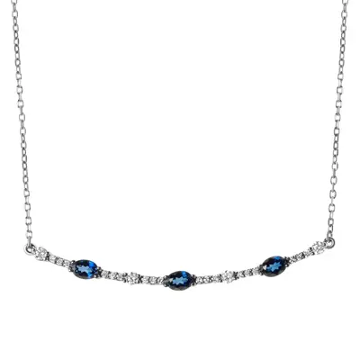 Oval Sapphire and Round Diamond Bar Necklace 1/5 ct.tw - view 1 of 2