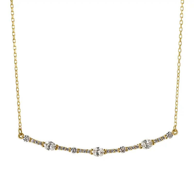 14K white gold Oval Round Diamond Bar Necklace 1/2 ct.tw - main view