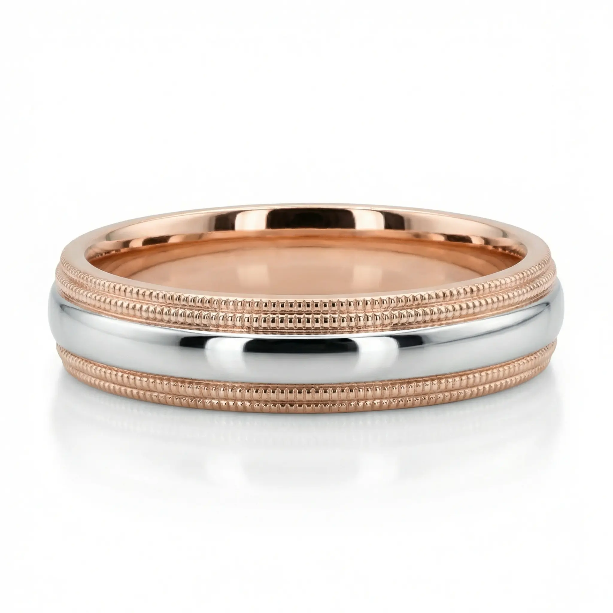 Double Milgrain Basic Design Wedding Band  - view 5