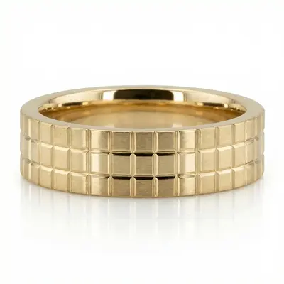 Triple Row Square Carved Wedding Band - view 1 of 4