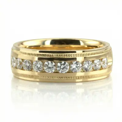 Milgrain Channel Set Diamond Wedding Ring (0.70 ct. tw.) - view 2 thumbnail