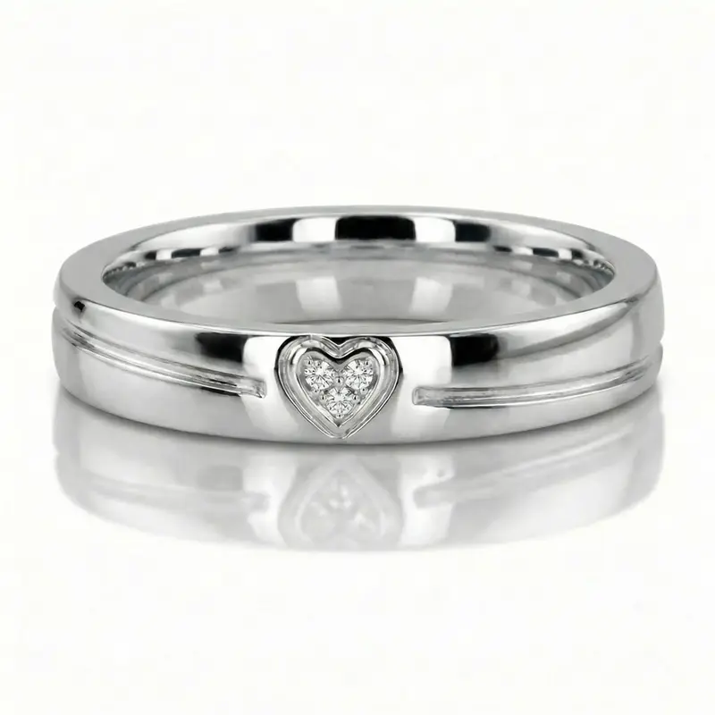 10K white gold 4mm. shiny finish Color-Duo-Contemporary-Wedding-Ring - alternate view 5