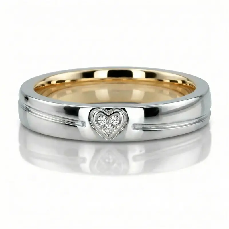 10K same as picture gold 4mm. shiny finish Color-Duo-Contemporary-Wedding-Ring - alternate view 6