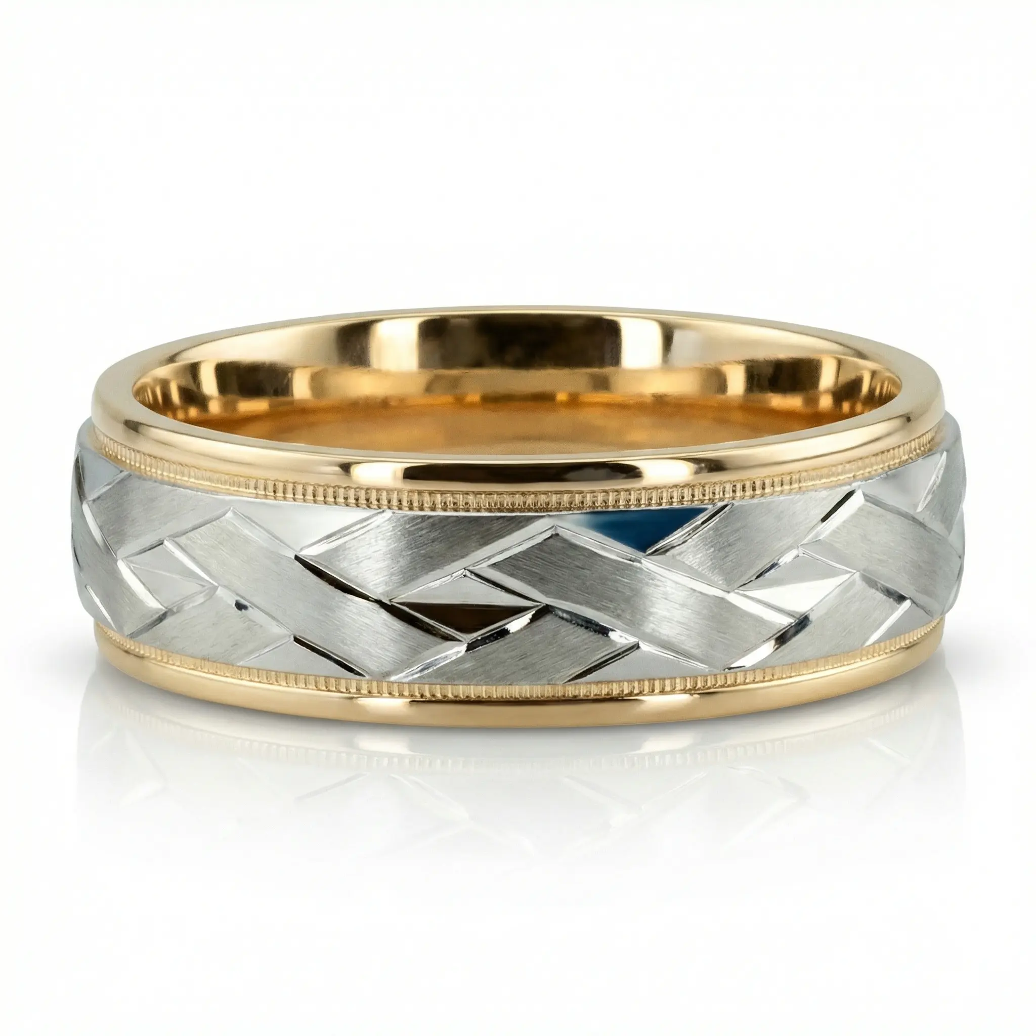 Chain Motif Fancy Carved Wedding Band  - view 1