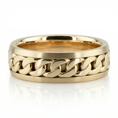 Gorgeous Chain Braid Handmade Wedding Band - view 3 thumbnail