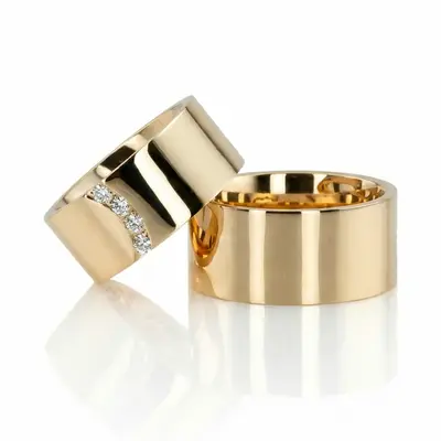 Couples wedding bands with diamond accent - view 2 of 4