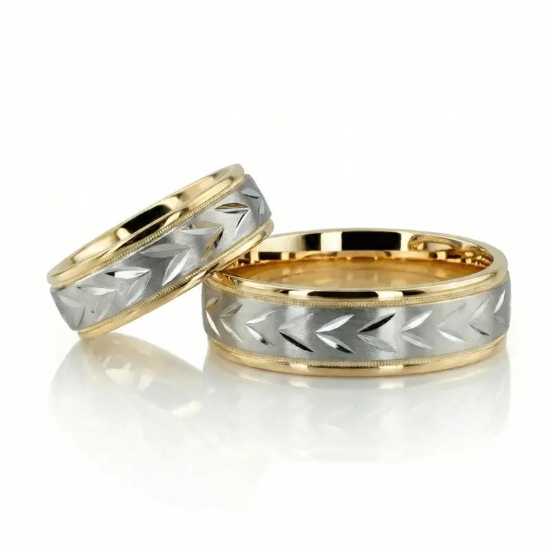14K diamond-cut-wedding-band - main view