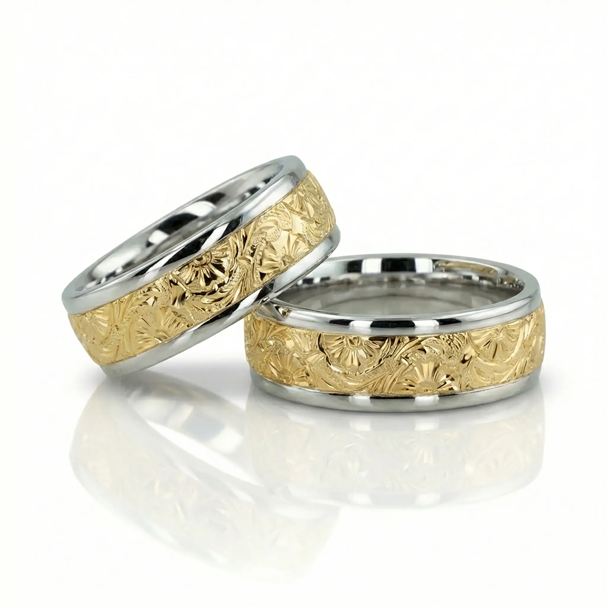 Trendy Floral Wedding Band Set - view 1