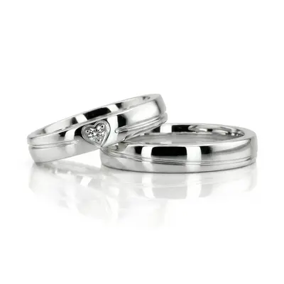 Duo Color Two Tone Contemporary Design Couples Ring Set - view 2 of 5