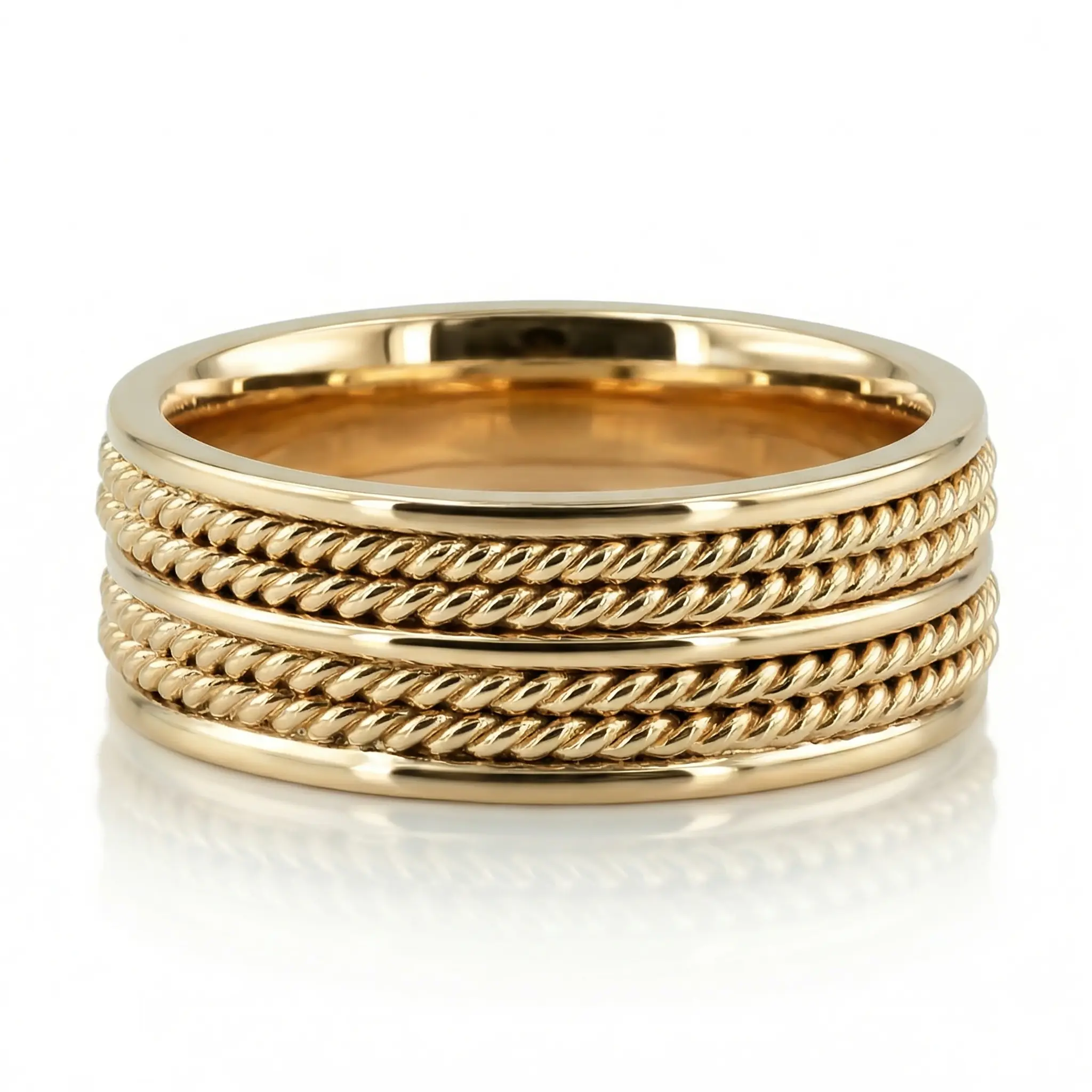 Double-braided Two-Tone Hand Woven Wedding Band  - view 2