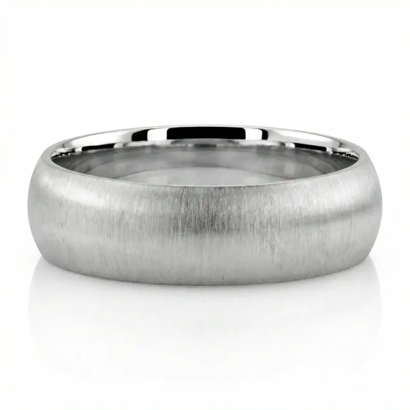 10K white gold 7mm. cross satin Plain-Dome-Comfort-Fit-Wedding-Band - alternate view 17