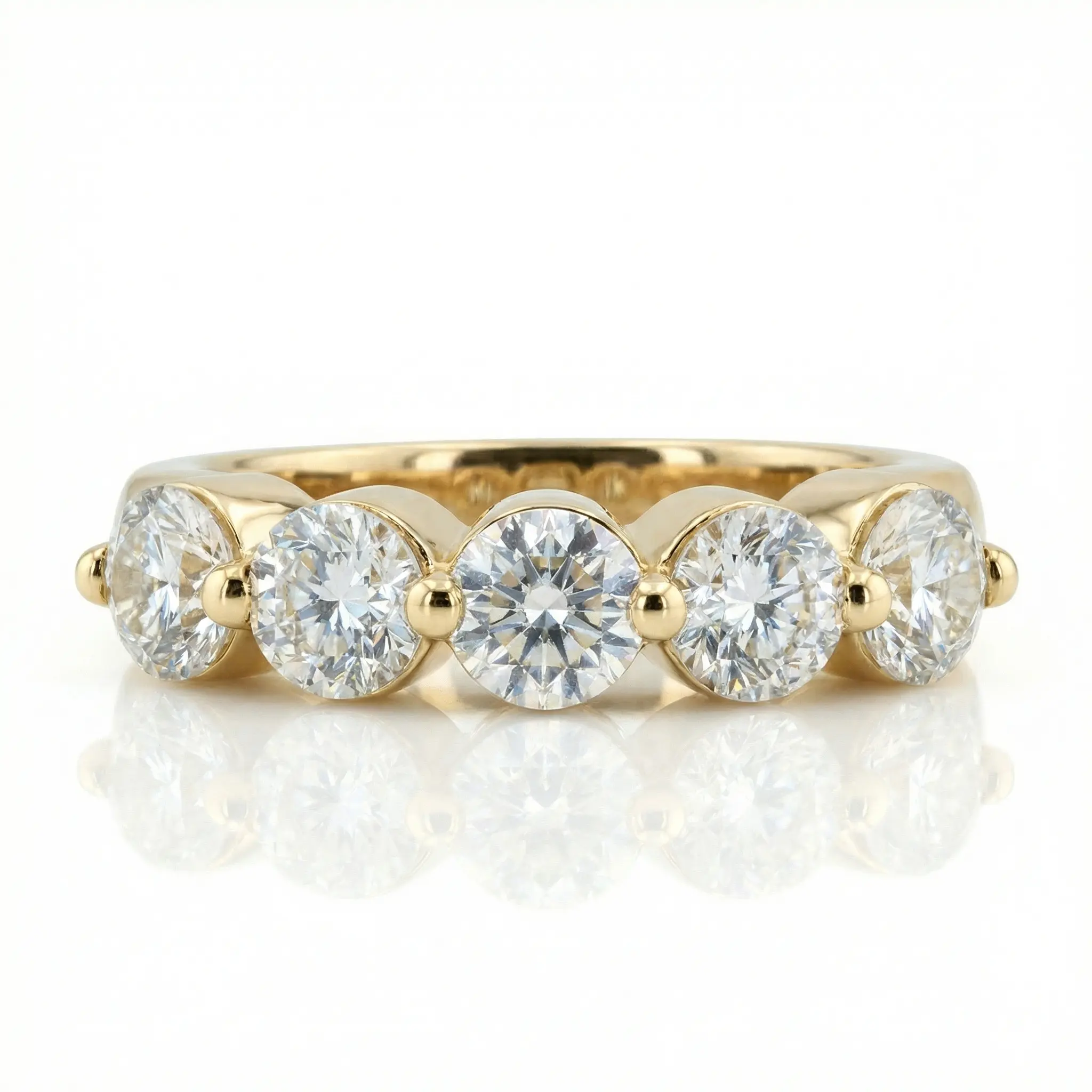 5 Stone Contemporary Single Prong Shared Diamond Anniversary Ring (1.25 ct. tw) - view 1