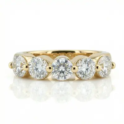 5 Stone Contemporary Single Prong Shared Diamond Anniversary Ring (1.25 ct. tw) thumbnail 1