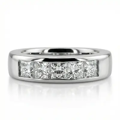 Classic 5 Stone Princes Cut Diamond Anniversary Band (1 1/3 Ct. Tw.) thumbnail 1