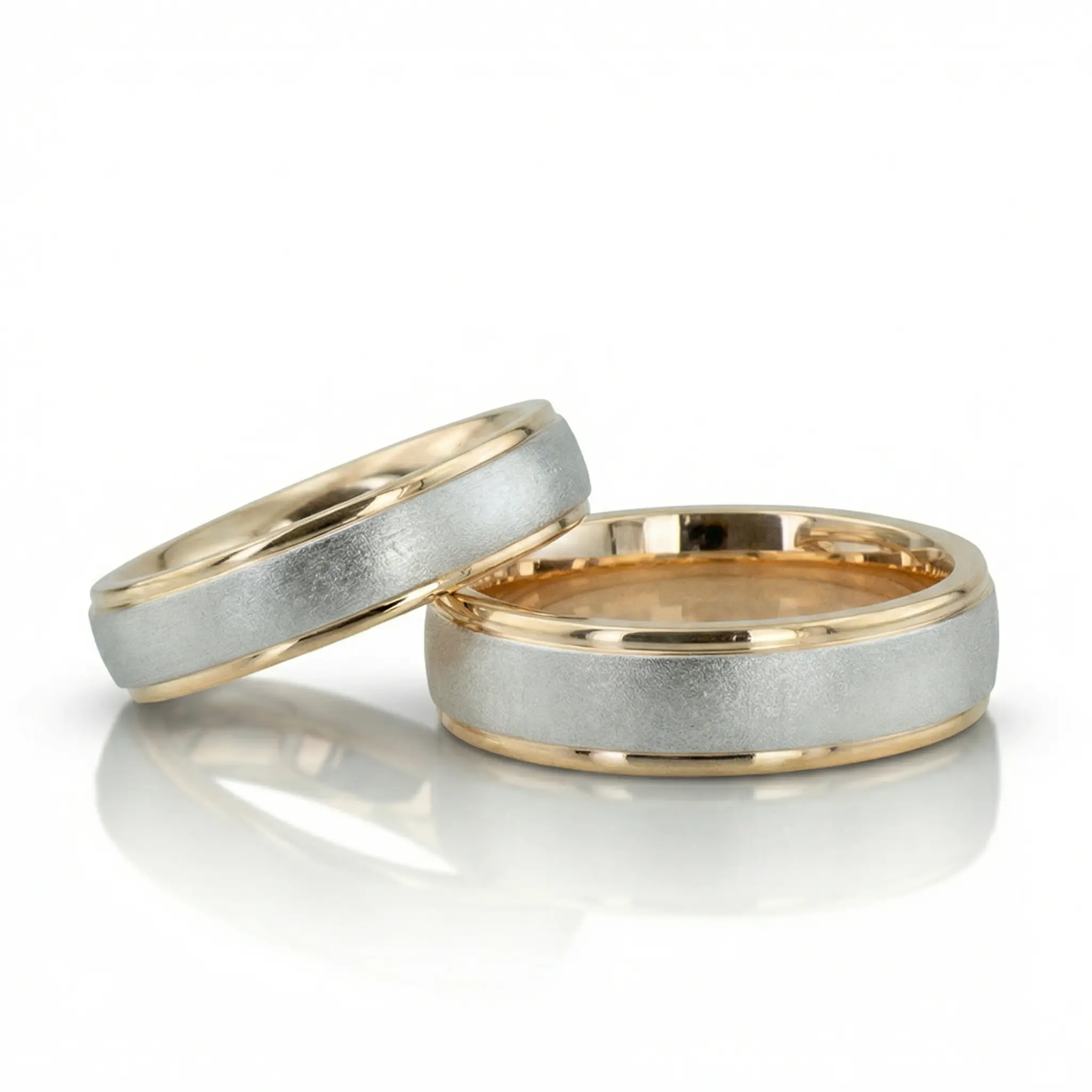 Brushed Basic Designer Wedding Band Set - view 2