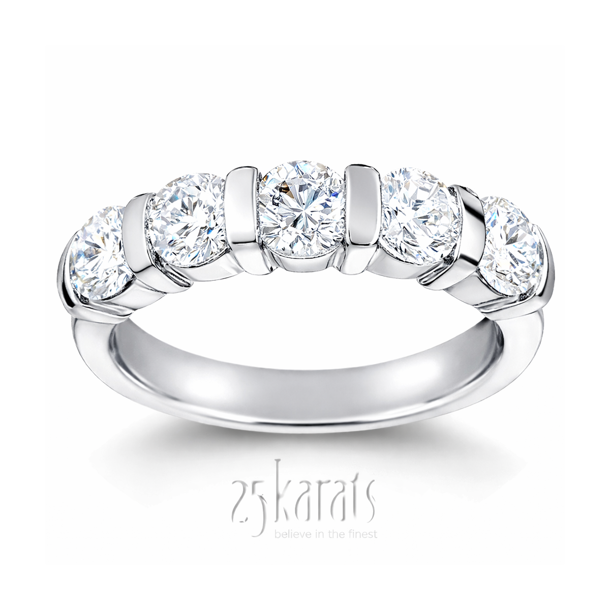 Bar Set Round Cut Diamond Anniversary Ring (1 1/4 ct. tw.) - view 2