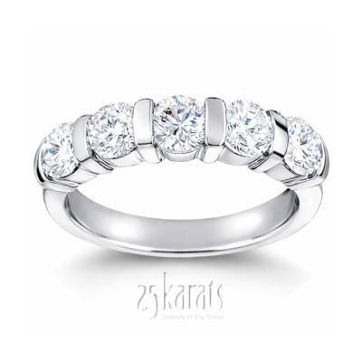 Bar Set 5 Stone Diamond Platinum Ring (1 3/4 ct. tw.) thumbnail 1