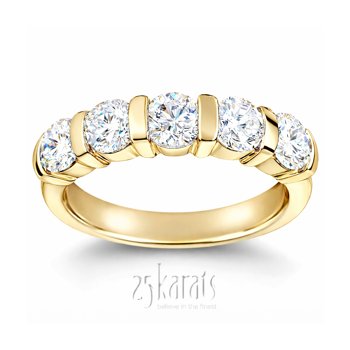 Bar Set 5 Stone Diamond Platinum Ring (1 3/4 ct. tw.) - view 2