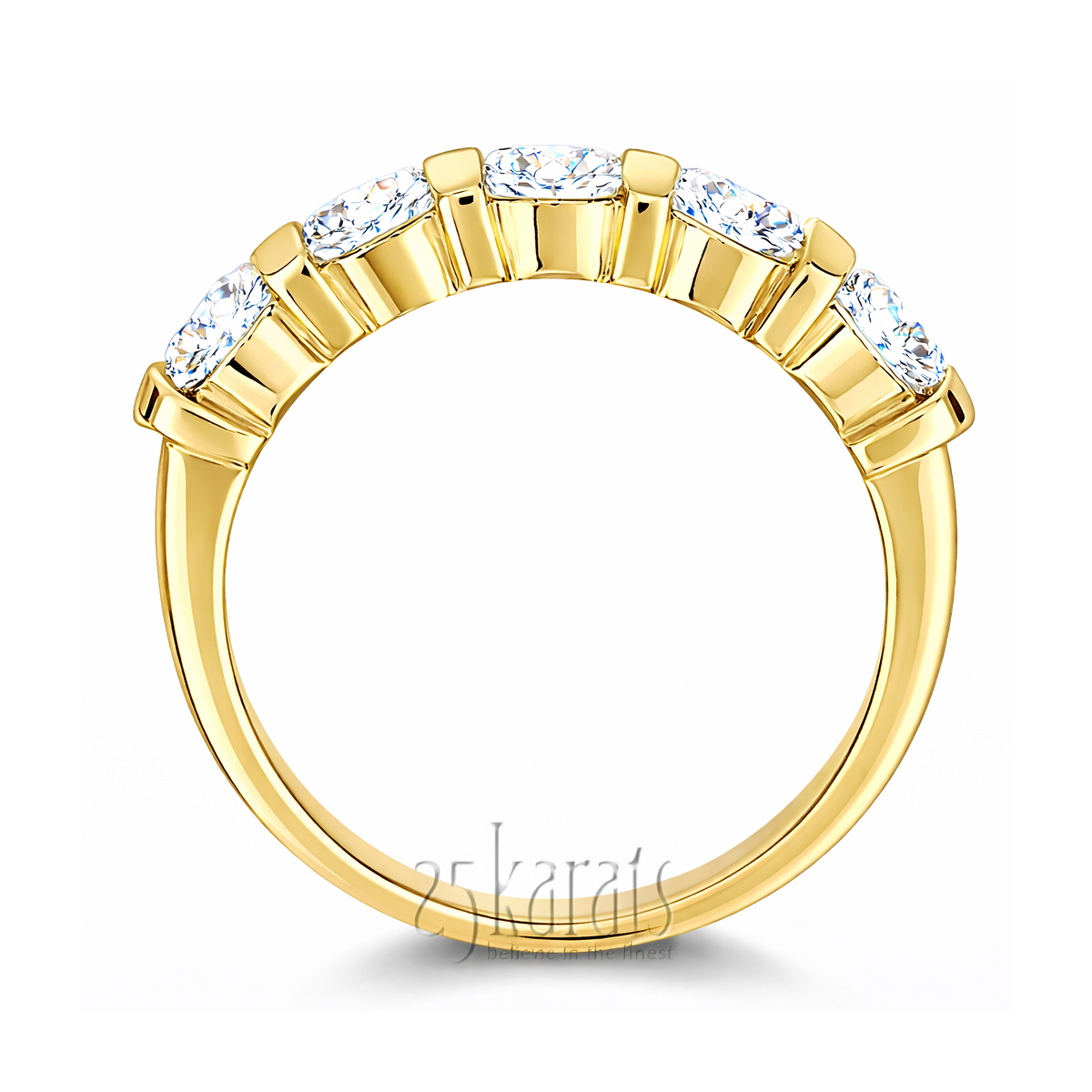 Bar Set Round Cut Diamond Anniversary Ring (1 1/4 ct. tw.) - view 3