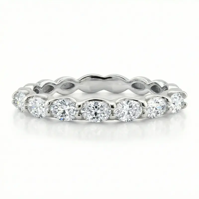 14K white gold Fashionable Oval Diamond Anniversary Seven Stone Band (1/2 ct. tw.) - alternate view 2