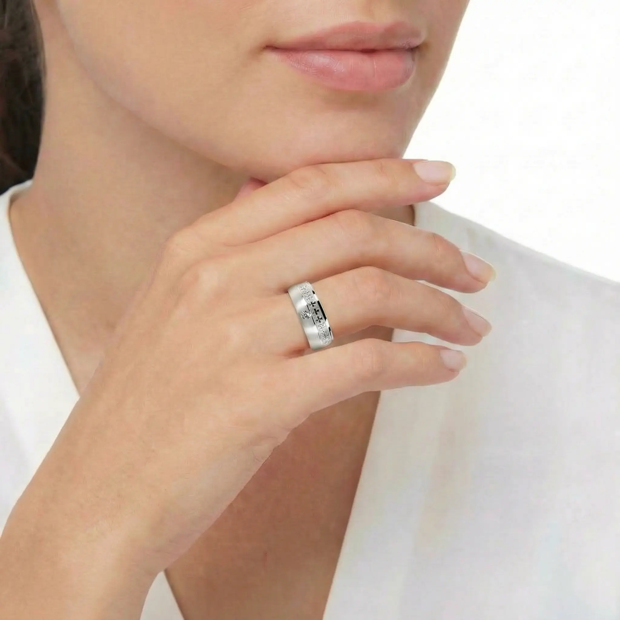 Christian Diamond Wedding Band - view 4