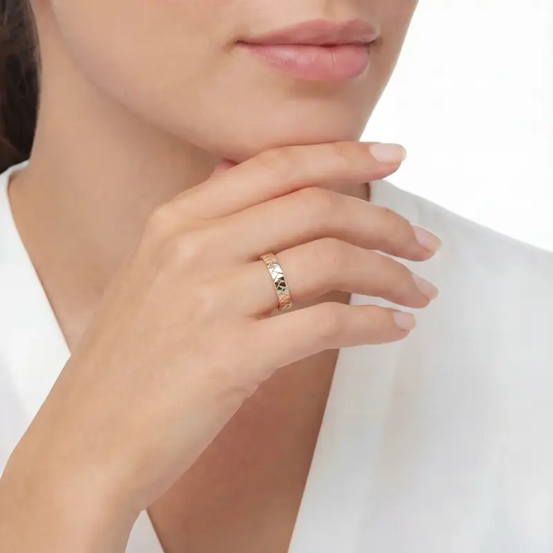10K yellow gold 5mm. high polish hand-made-hand-woven-wedding-band - alternate view 8
