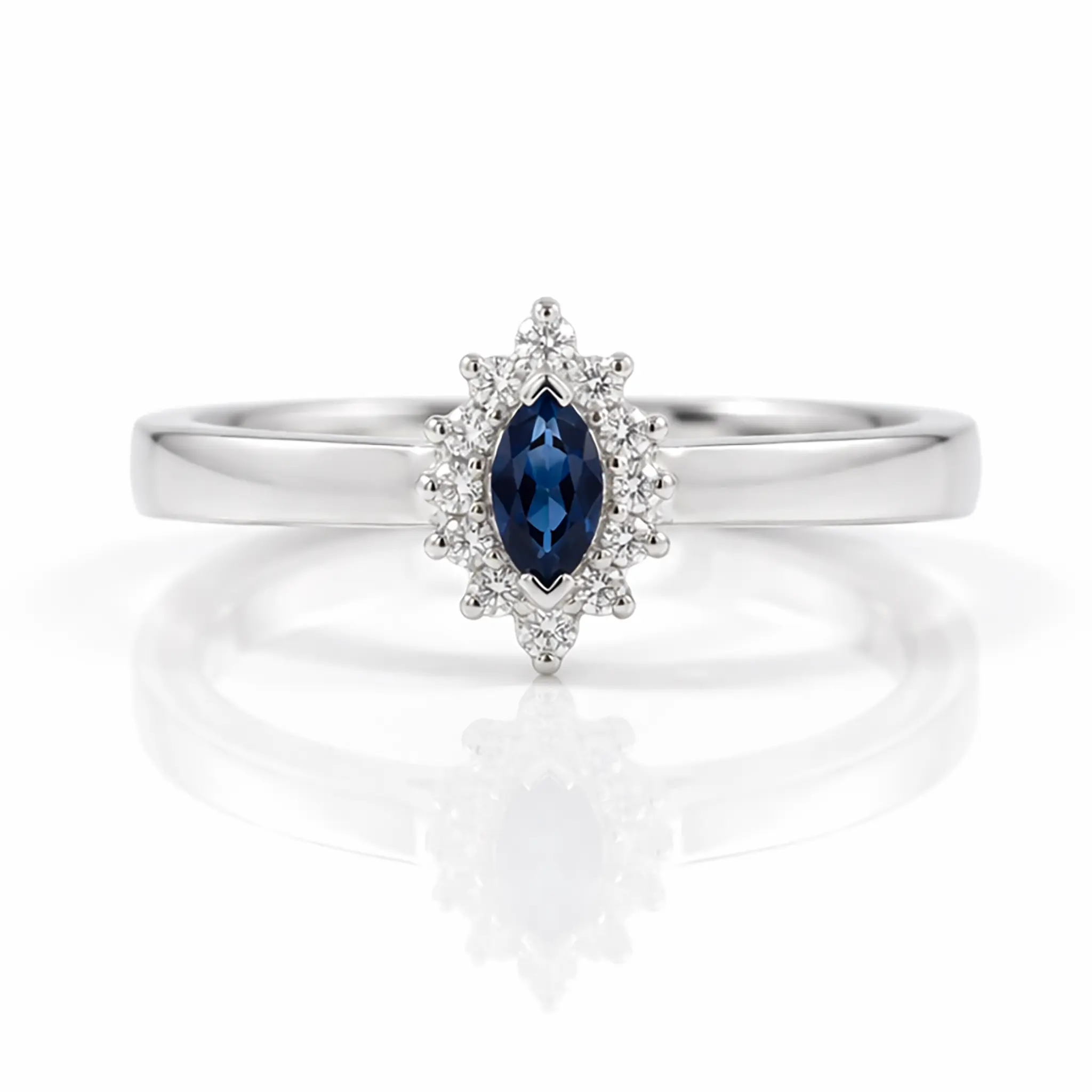  Marquise Cut Diamond & Sapphire Ring (0.10 ct. tw.) - view 1