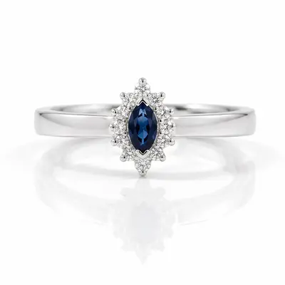  Marquise Cut Diamond & Sapphire Ring (0.10 ct. tw.) - view 1 of 3