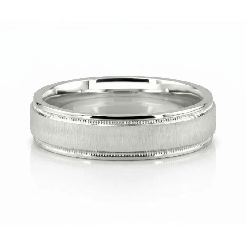 platinum 6mm. cross satin diamond-cut-wedding-band - alternate view 4