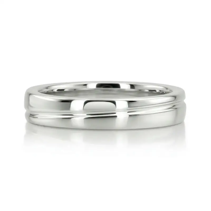 14K white gold 4mm. shiny finish Color-Duo-Contemporary-Wedding-Band - alternate view 6