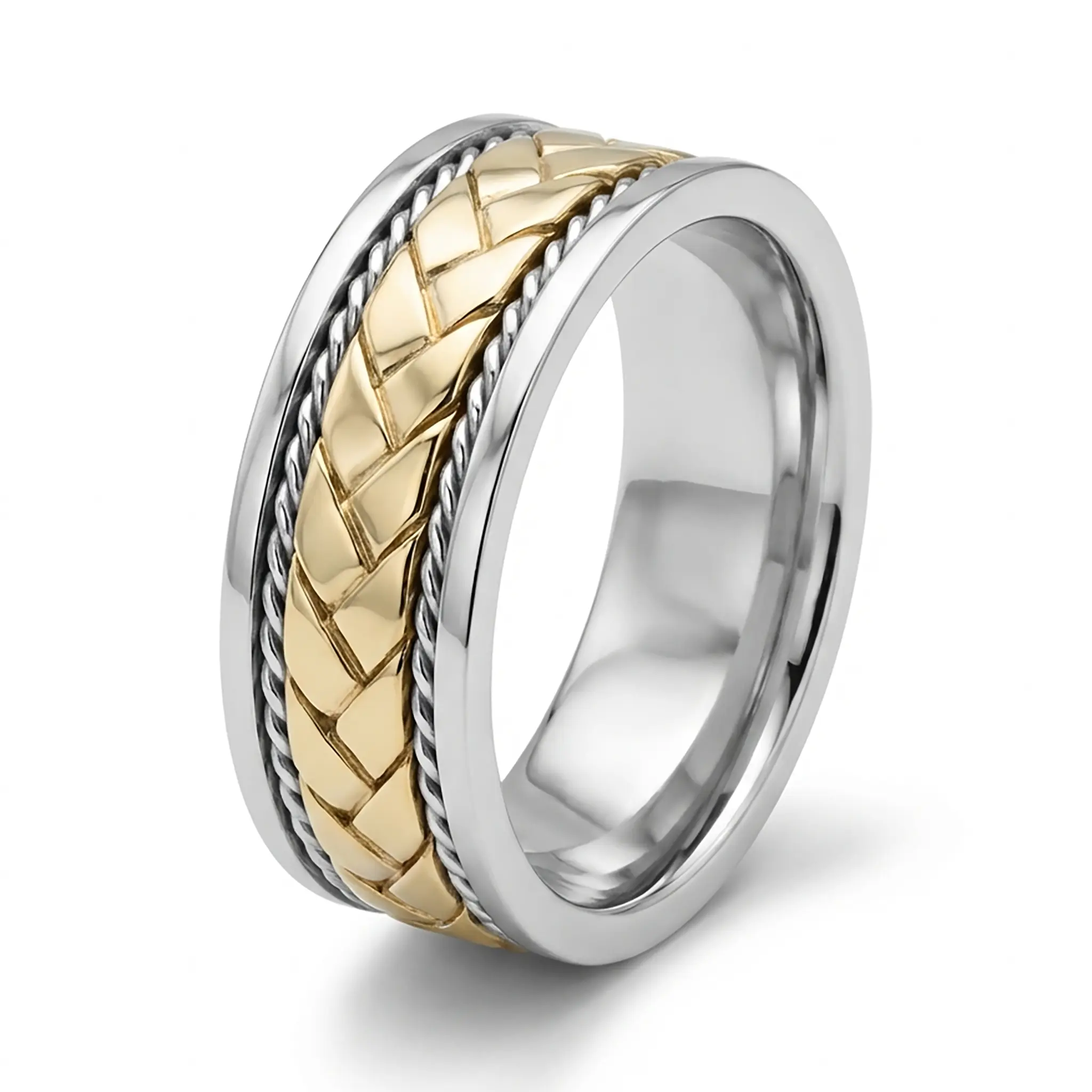 Braided Two-Tone Handmade Wedding Ring  - view 4