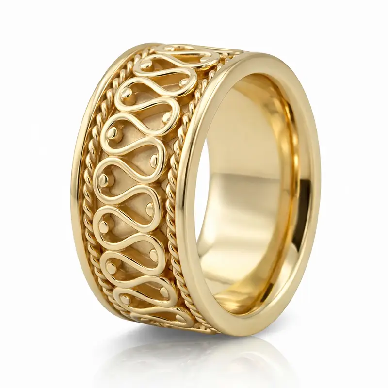 10K yellow gold 11.5mm. high polish hand-made-celtic-wedding-band - alternate view 5