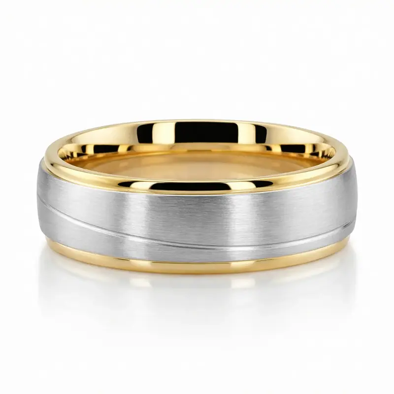 plat Two-Tone-Wave-Design-Diamond-Wedding-Band-Set - alternate view 5