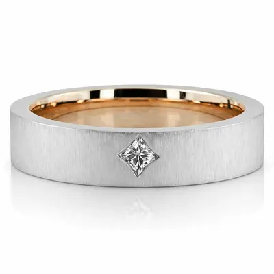 Kite Set Princess Cut Diamond Color Duo Two Tone Wedding Band Set thumbnail 2