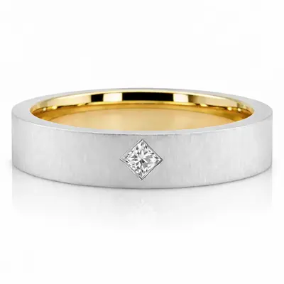 Kite Set Princess Cut Diamond Color Duo Two Tone Wedding Band Set thumbnail 3