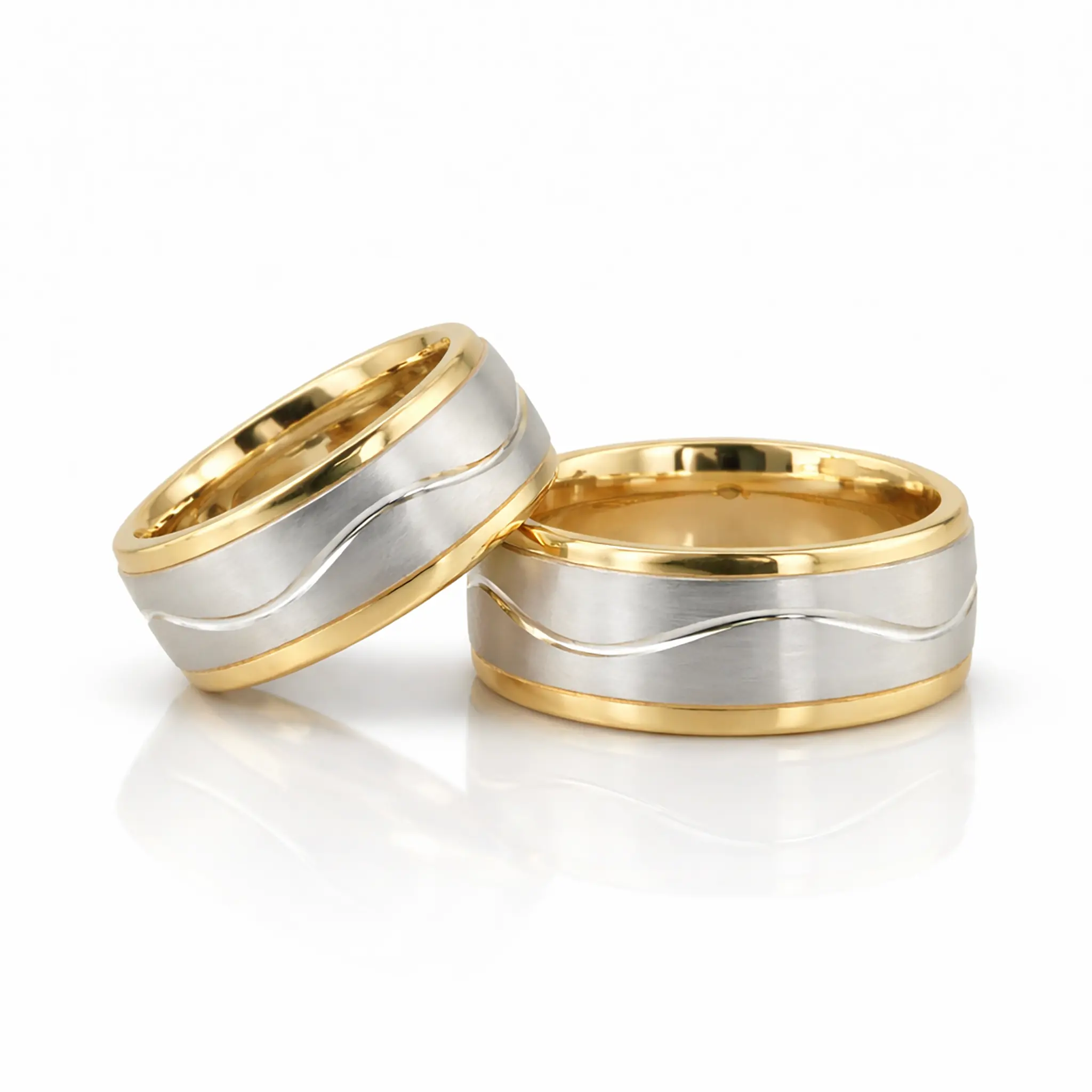 Elegant Wave Design Matching Wedding Rings Set - view 4