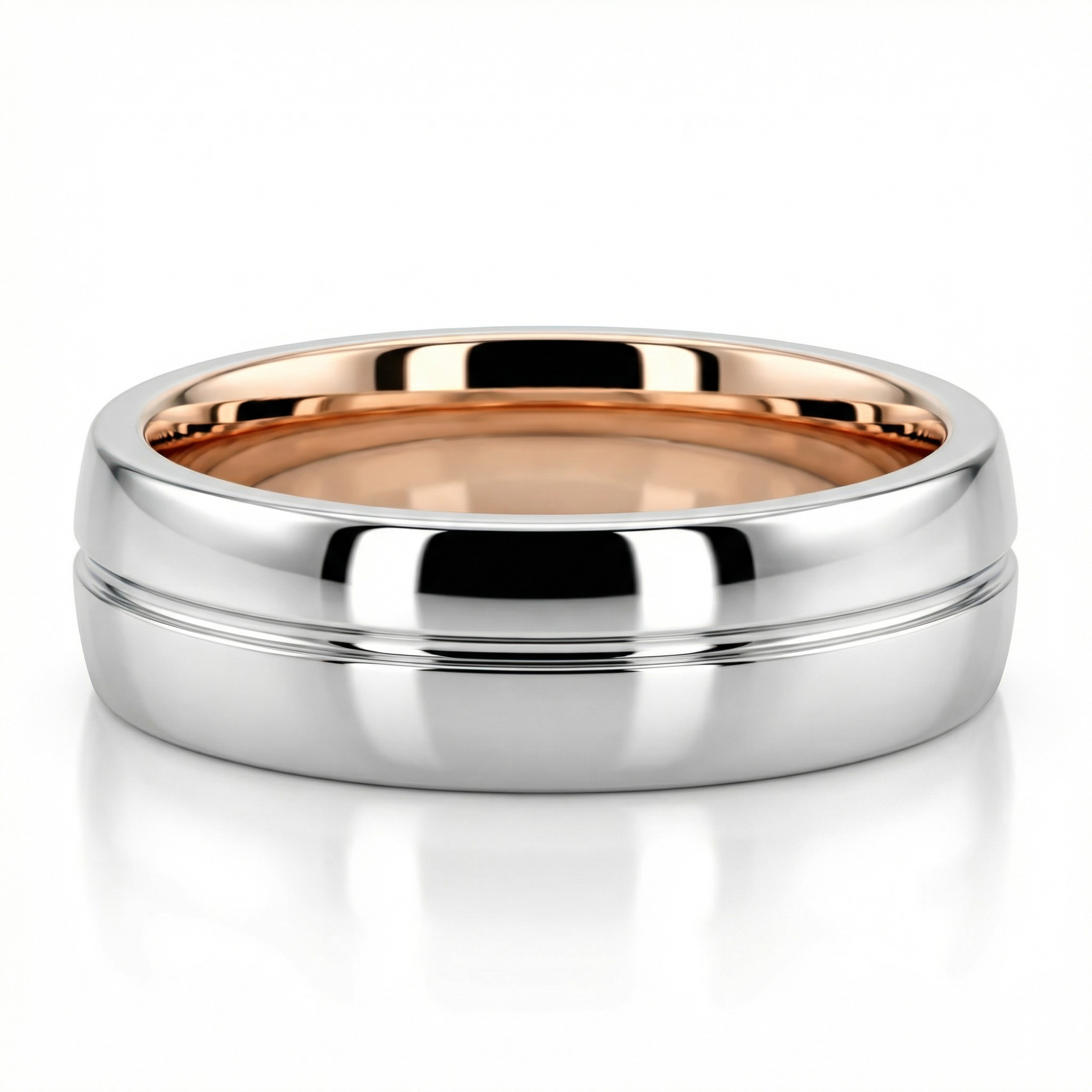 Color Duo Contemporary Simple Line Wedding Band - main view