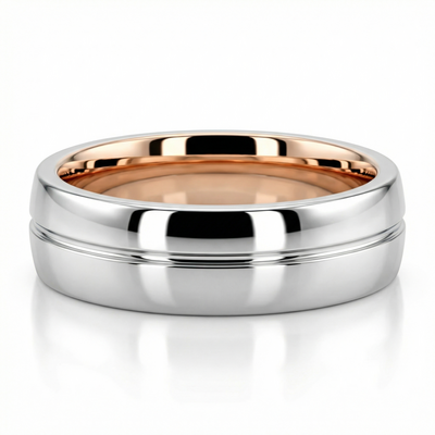 Color Duo Contemporary Simple Line Wedding Band