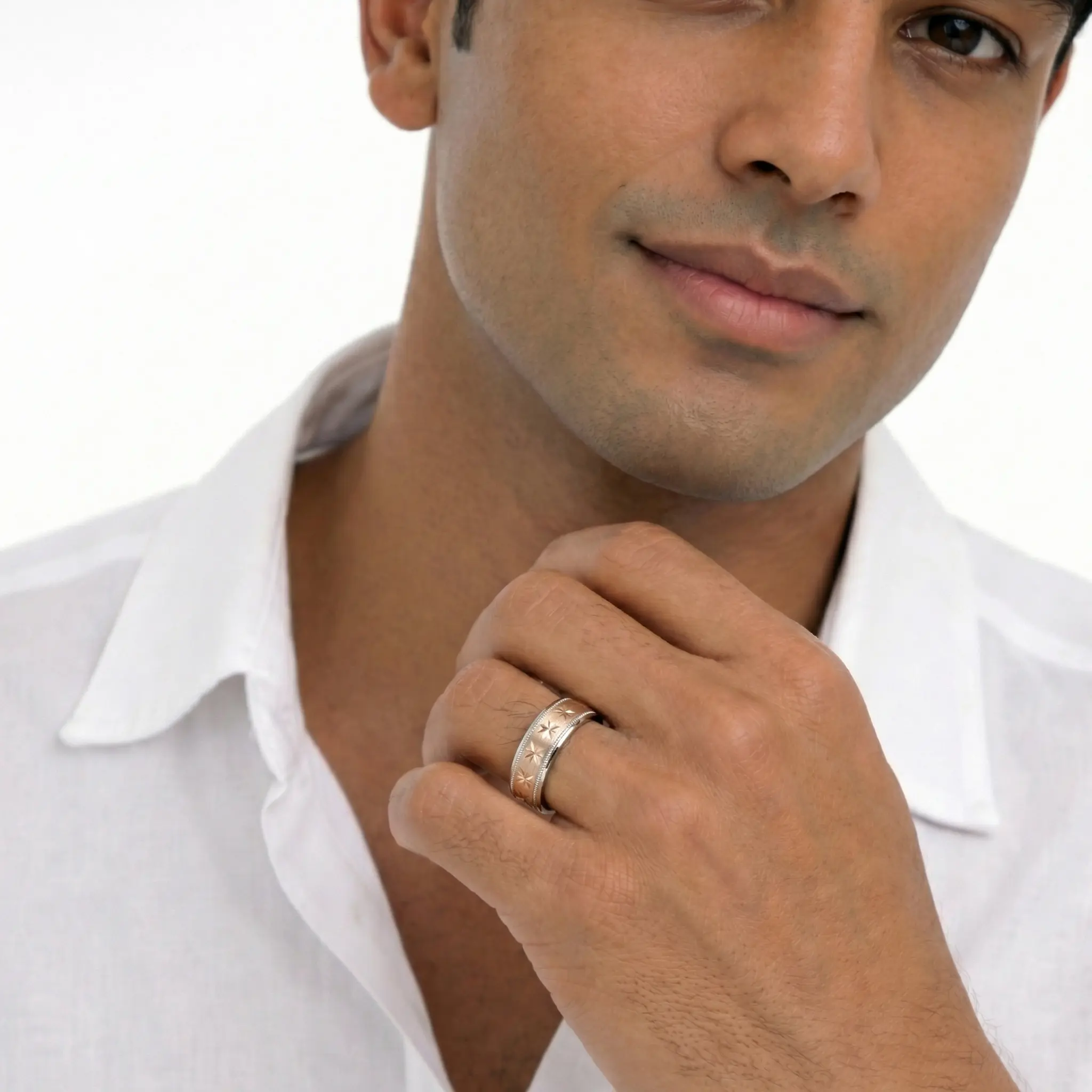 Compass Star Basic Design Wedding Ring  - view 3