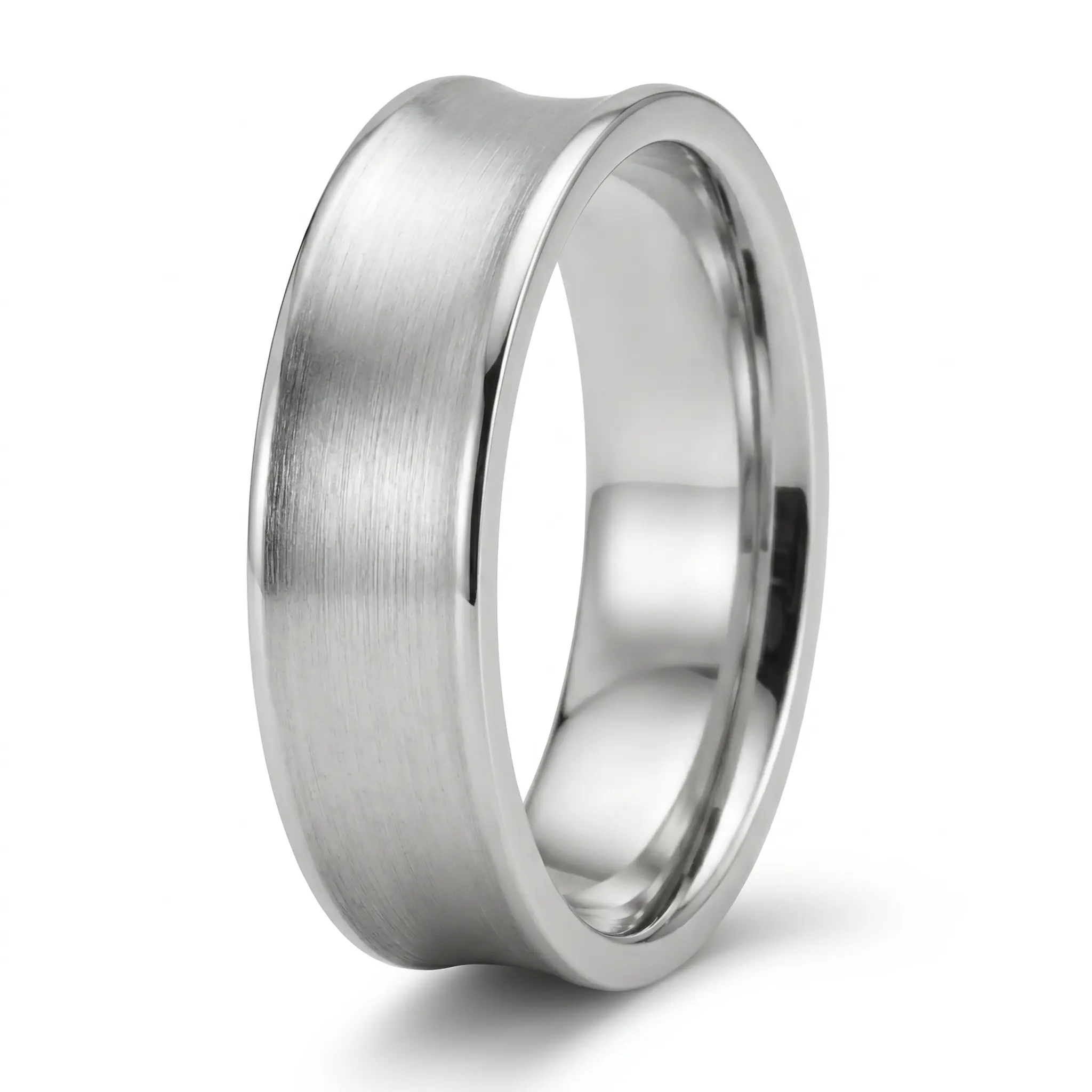 14K all white gold 7mm. satin diamond-cut-wedding-band - alternate view 3