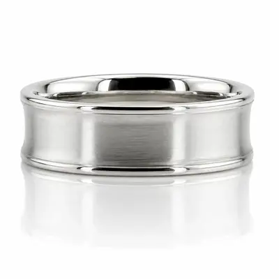 14K all white gold 7mm. satin diamond-cut-wedding-band - alternate view 2 thumbnail